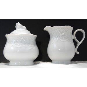 Vintage Mitterteich Bavaria white porcelain Sugar Bowl & Creamer 2070 W Germany
